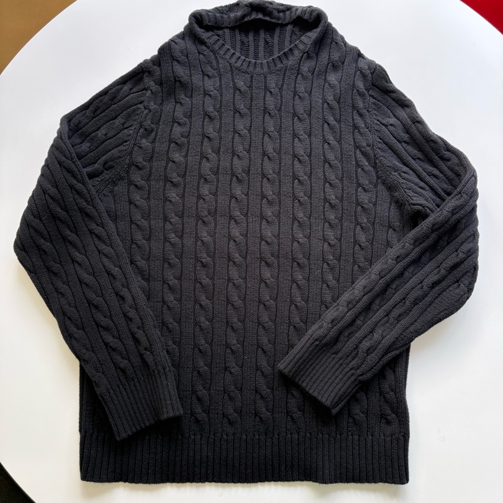 Men's Black Cable Knit Sweater